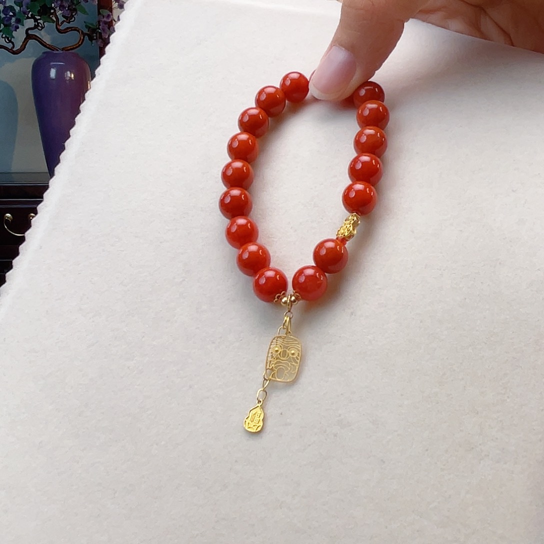 手链18K金镶嵌南红玛瑙南红