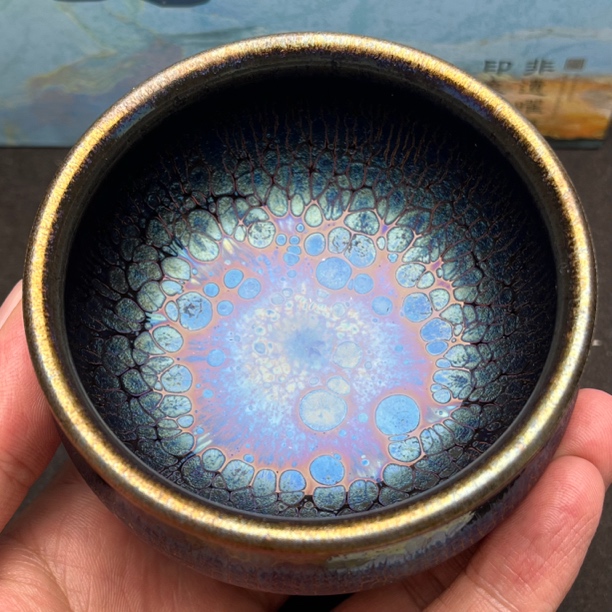 建阳建盏陶瓷茶杯名家余奇骏凤翅紫金冠纯手工铁胎天目盏主人杯