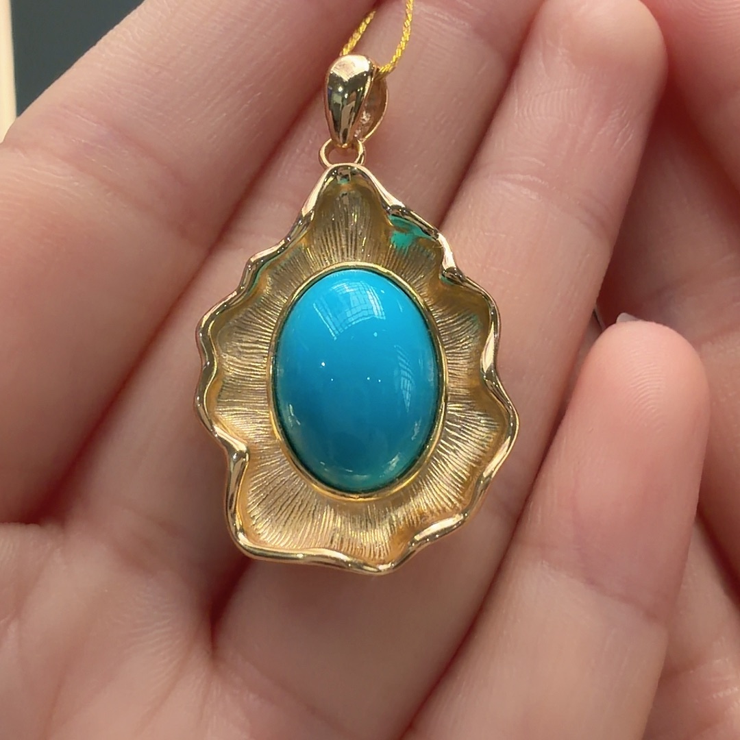 绿松石银S925镶嵌颈饰