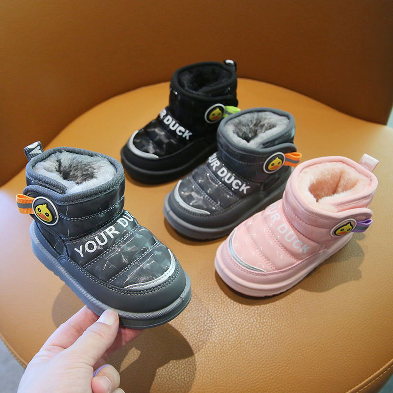 儿童雪地靴冬季新款男童防水加厚宝宝棉鞋软底女童加绒保暖童棉靴