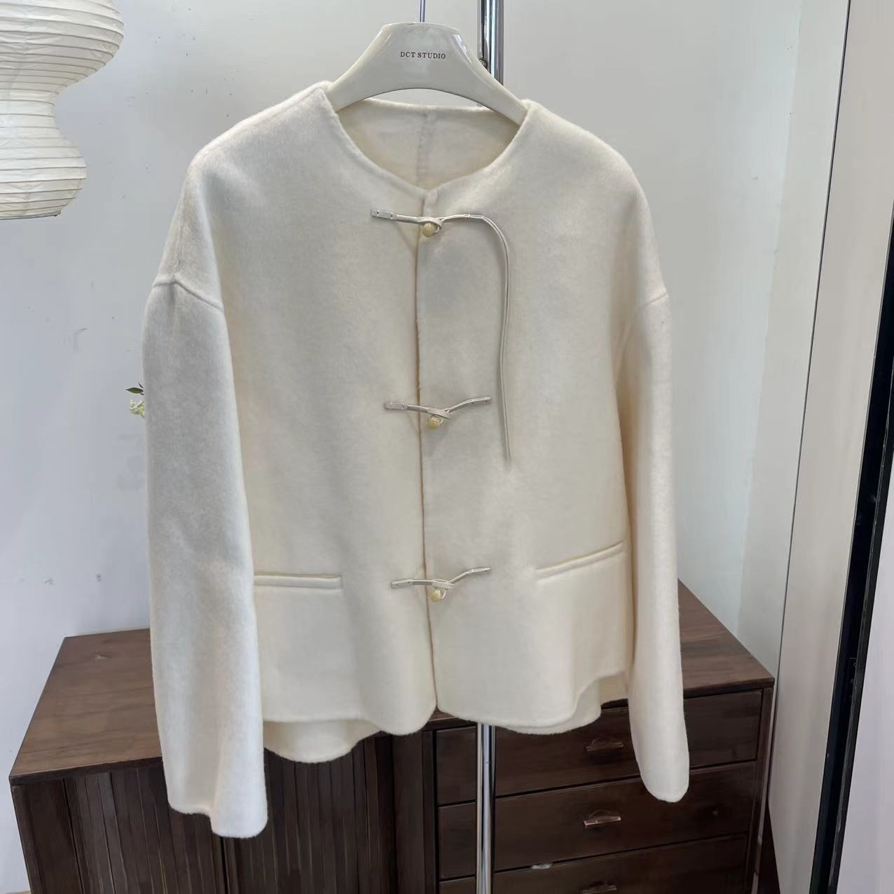 毛呢-40931089精致新中式流苏双面呢外套