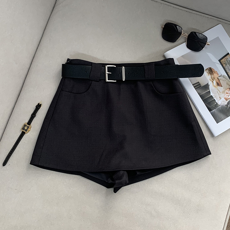 【南油溪溪】时尚复古配腰带短裙女高腰显瘦设计感半身裙 802042