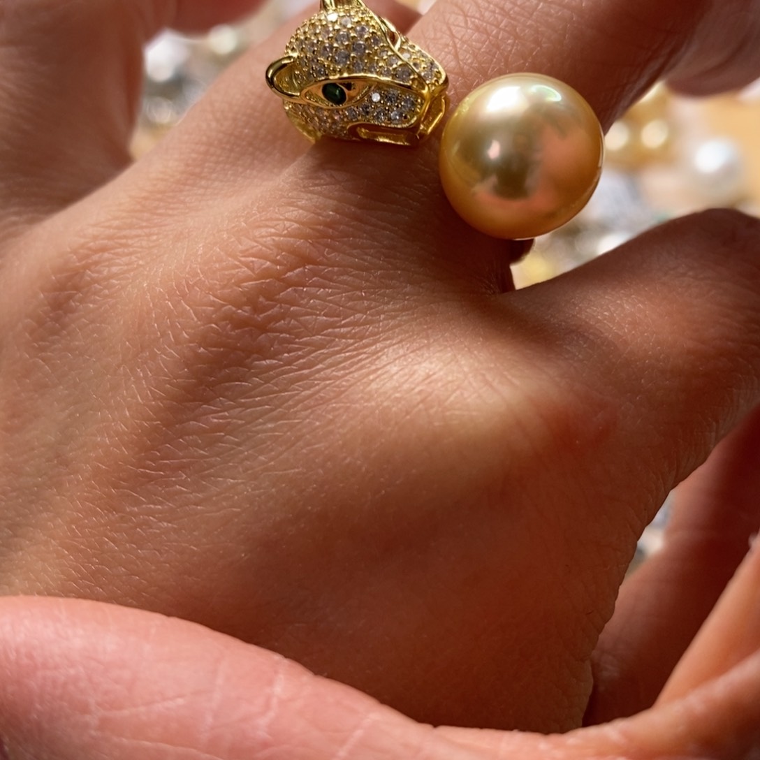 海水珍珠戒圈银S925镶嵌