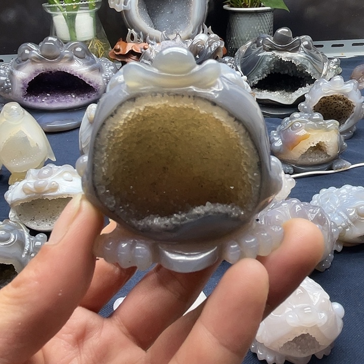 靈***芝石头金蟾家居摆件