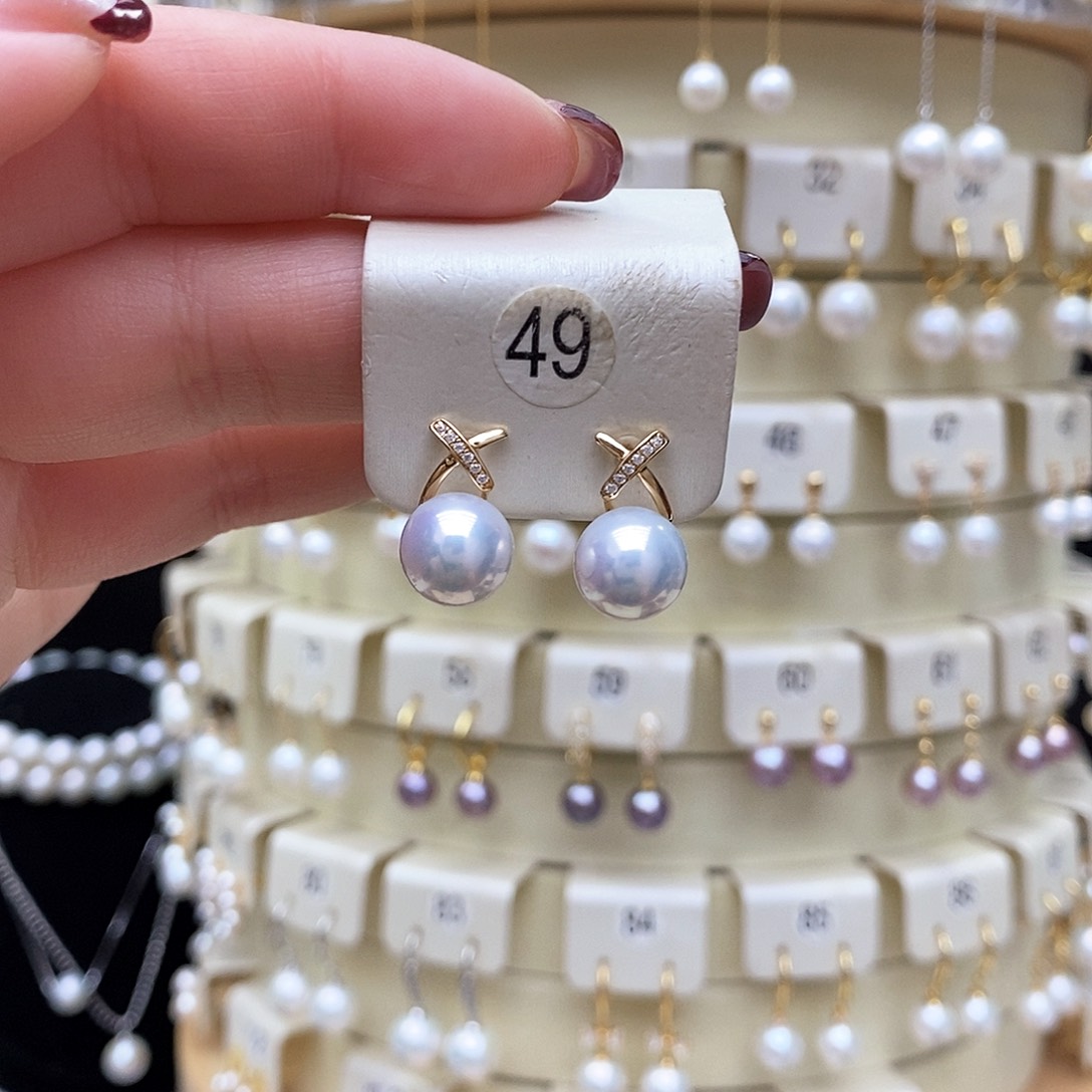 淡水珍珠耳饰18K金镶嵌