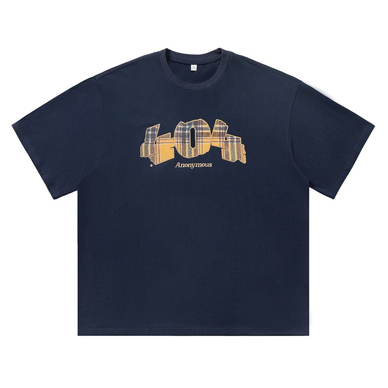 ZG 美式复古质感短袖T恤男夏季新款数字格纹印花设计情侣纯棉体恤