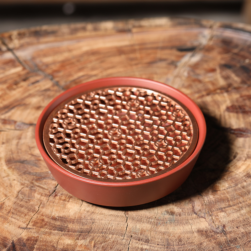 紫砂壶垫干泡台圆形沥水养壶壶托隔热底座储水朱泥铜片壶承