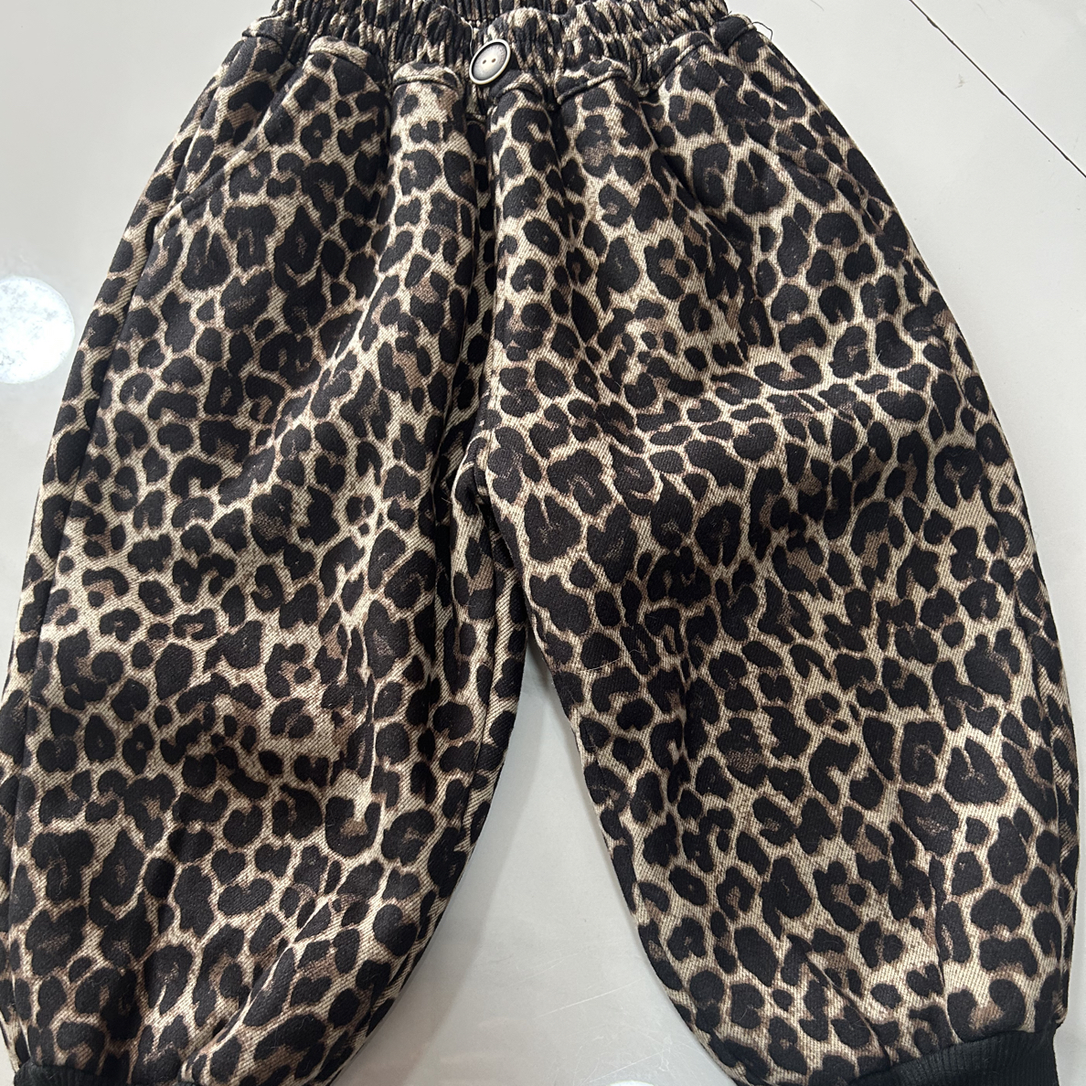 儿童豹点内里加绒裤子