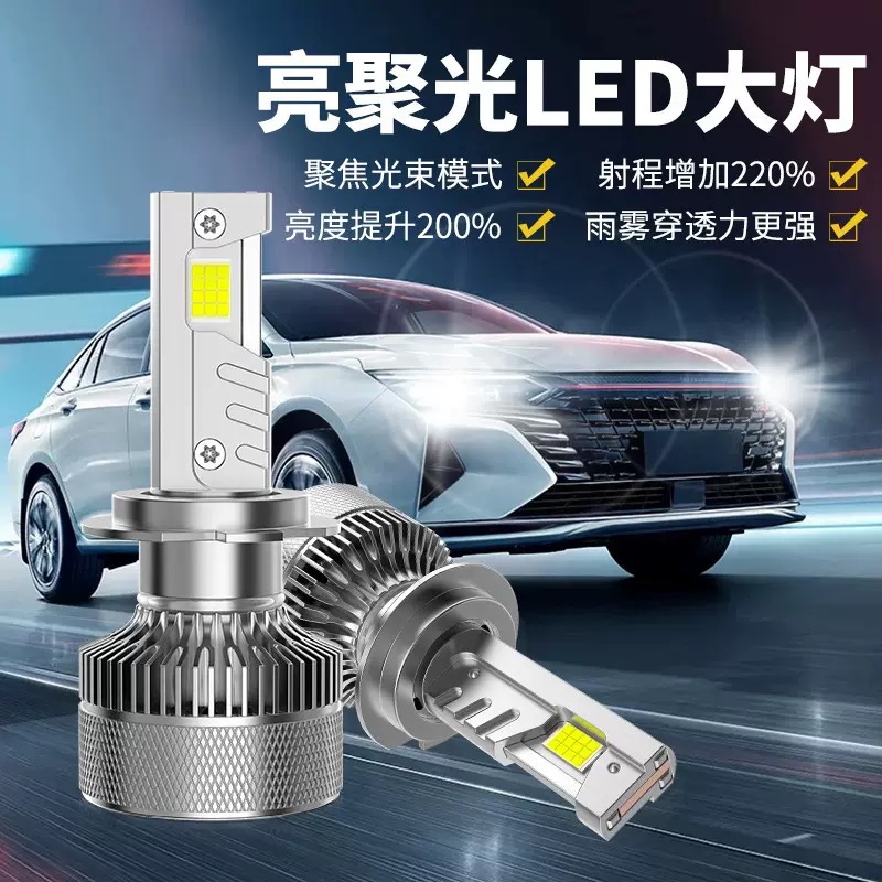 09汽车超亮聚光LED大灯大功率强光照灯升级LED远近光防追尾大灯