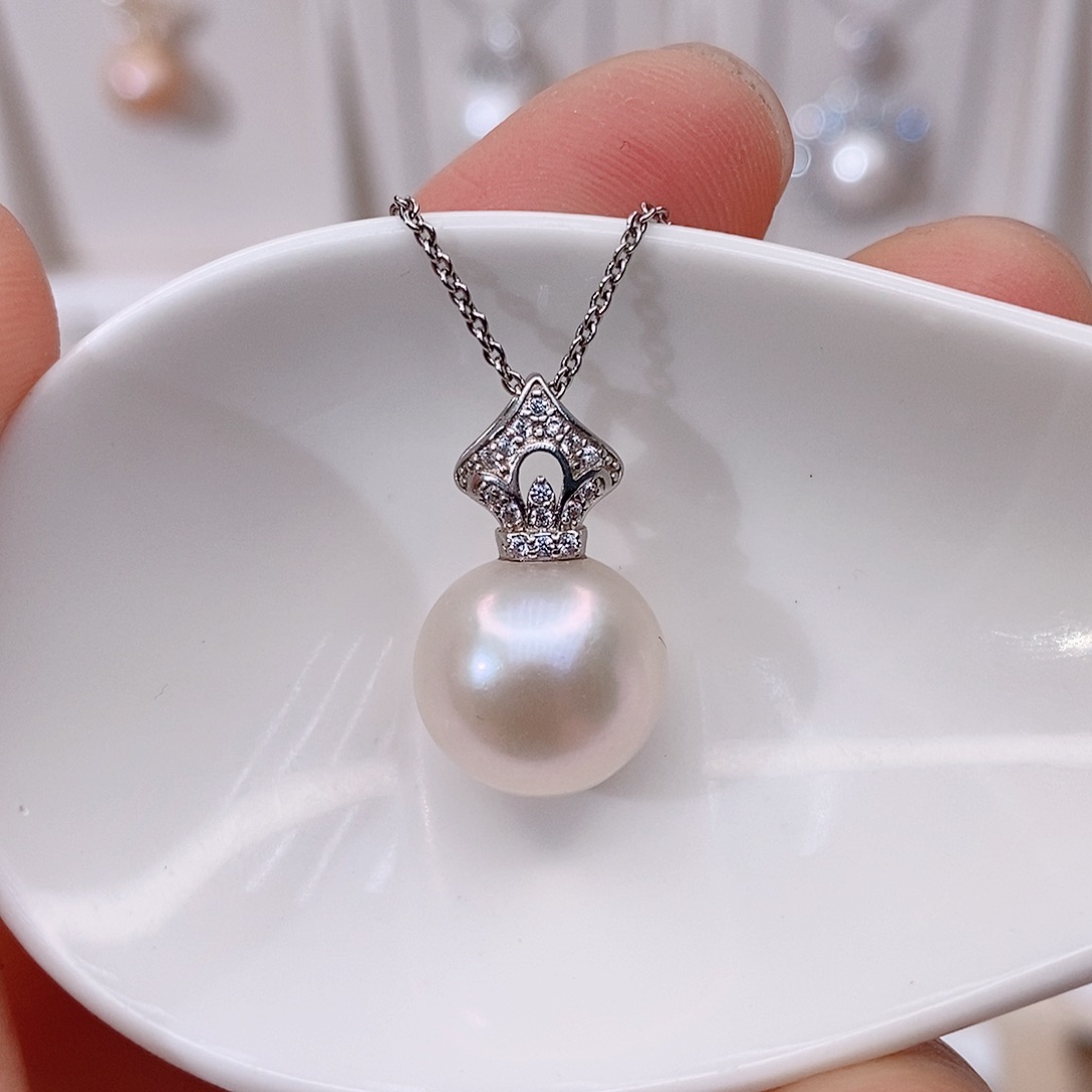 颈饰银S925镶嵌淡水珍珠美****