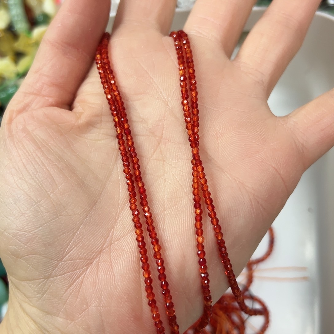 玛瑙/玉髓合金珠宝半成品，卡2橙石榴石2条
