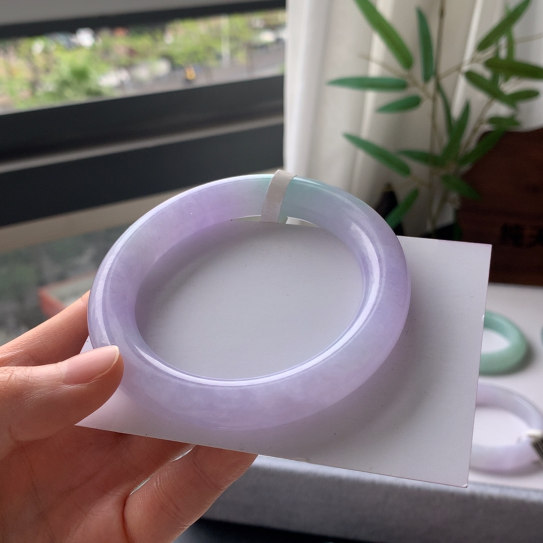 翡翠未镶嵌手镯57圆条