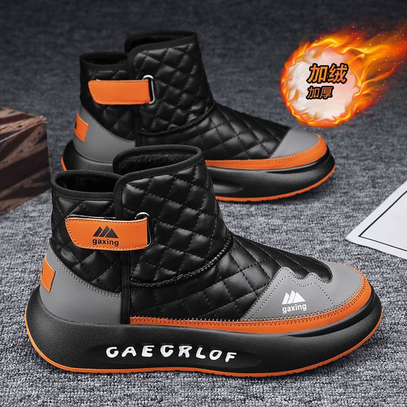 昌祥回力冬季休闲风格子牛津布鞋面人造短毛绒鞋垫橡胶鞋底男士高