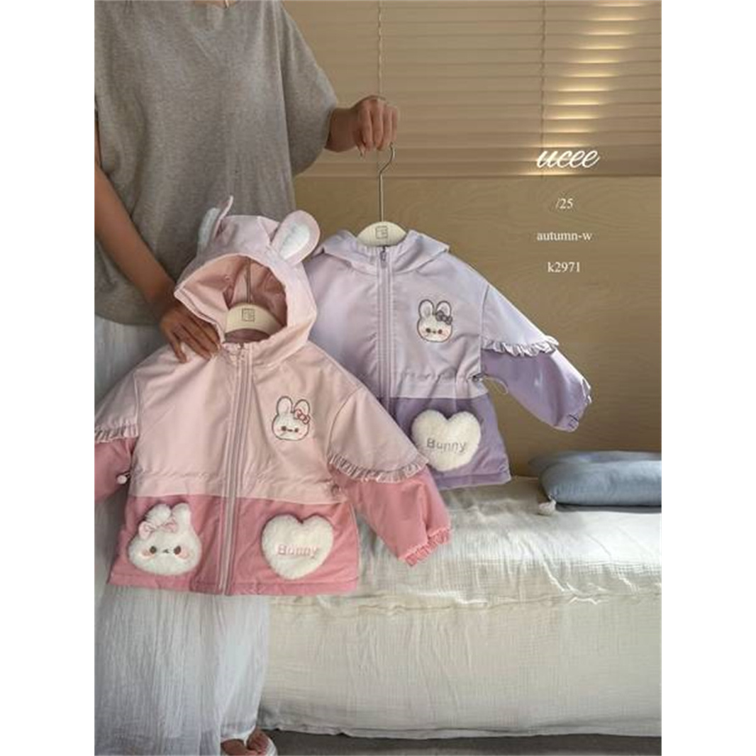 釉兮·25冬~小兔子拼色连帽外套K2971（汉服童装）