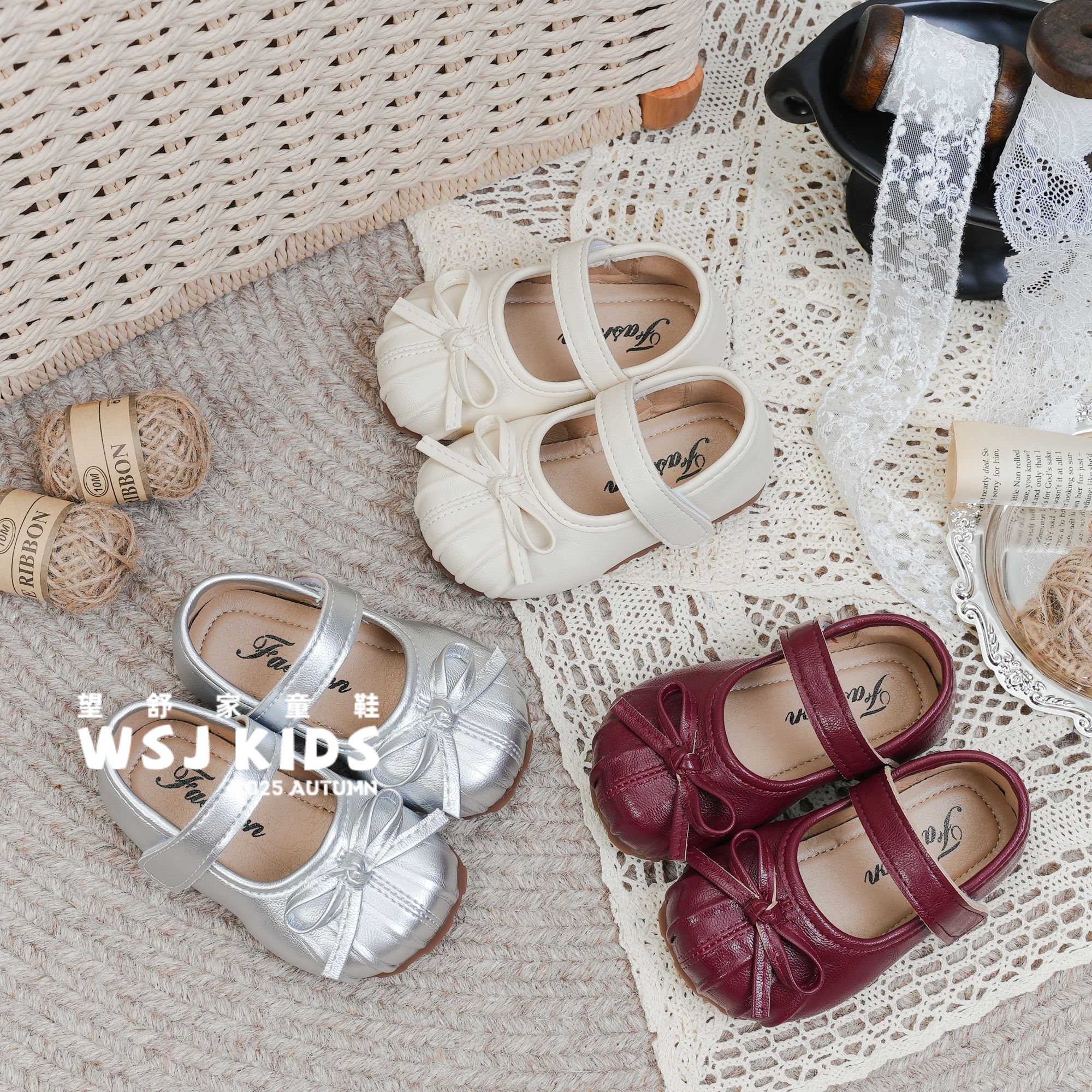 望舒家韩版女童春秋季新款蝴蝶结公主单鞋洋气百搭小皮鞋单鞋102