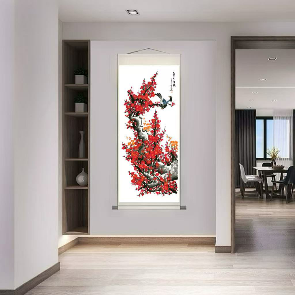 《喜上眉梢》180*72CM新中式山水画客厅办公室装饰挂画