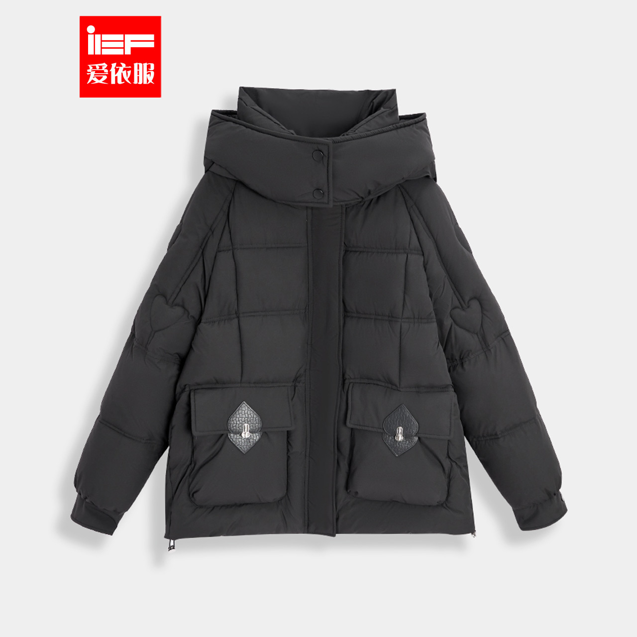 IEF/爱依服2025冬季新款韩系风简约纯色通勤保暖棉衣外套流光风