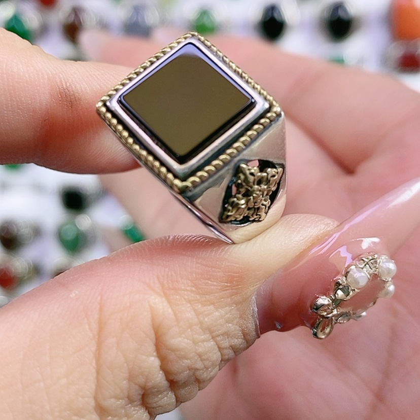 【闪购商品】银S925镶嵌戒指玛瑙/玉髓天*