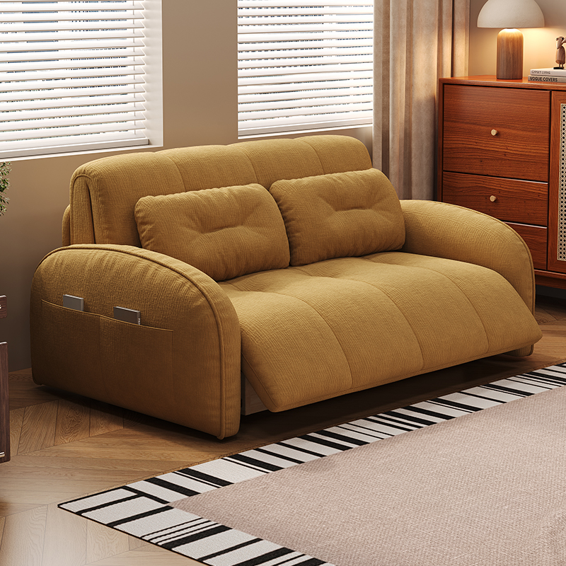 简约风布艺沙发床小户型客厅阳台一体两用轻奢躺椅单双人位可储物