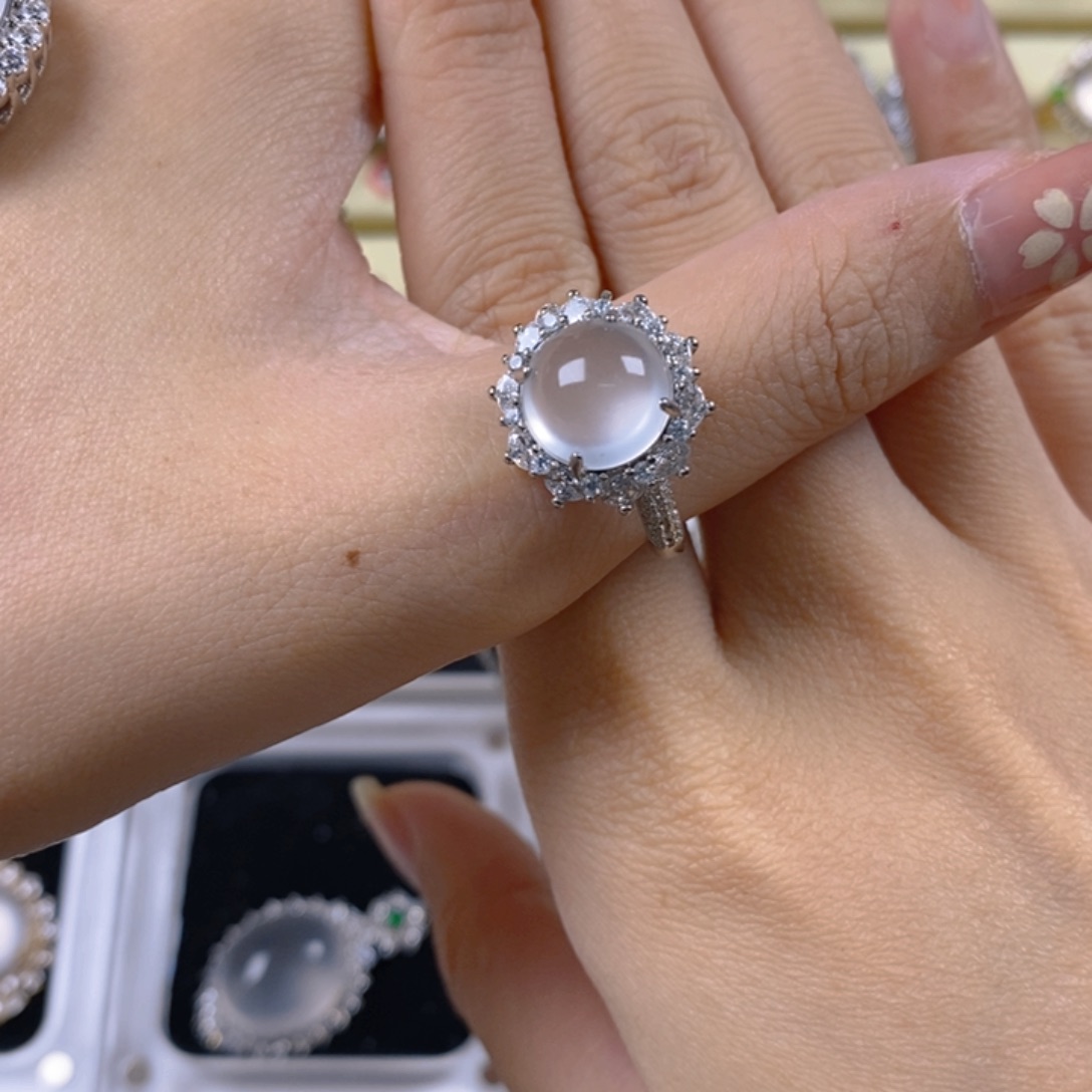 石英质玉银S925镶嵌戒指