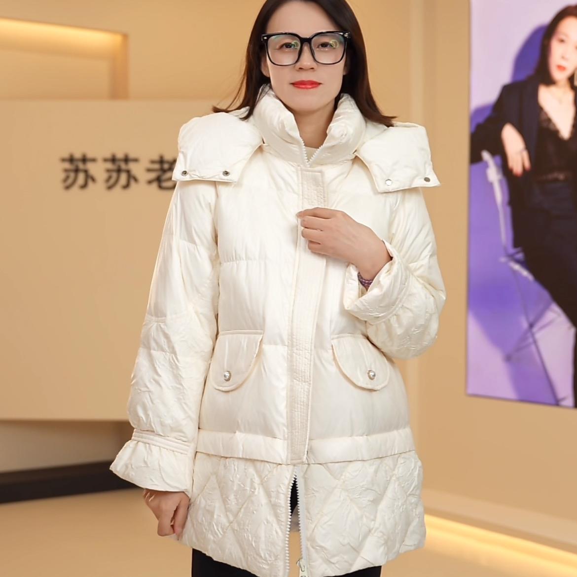 90白鸭绒！韩版冬款加厚小香珍珠扣羽绒服 202583