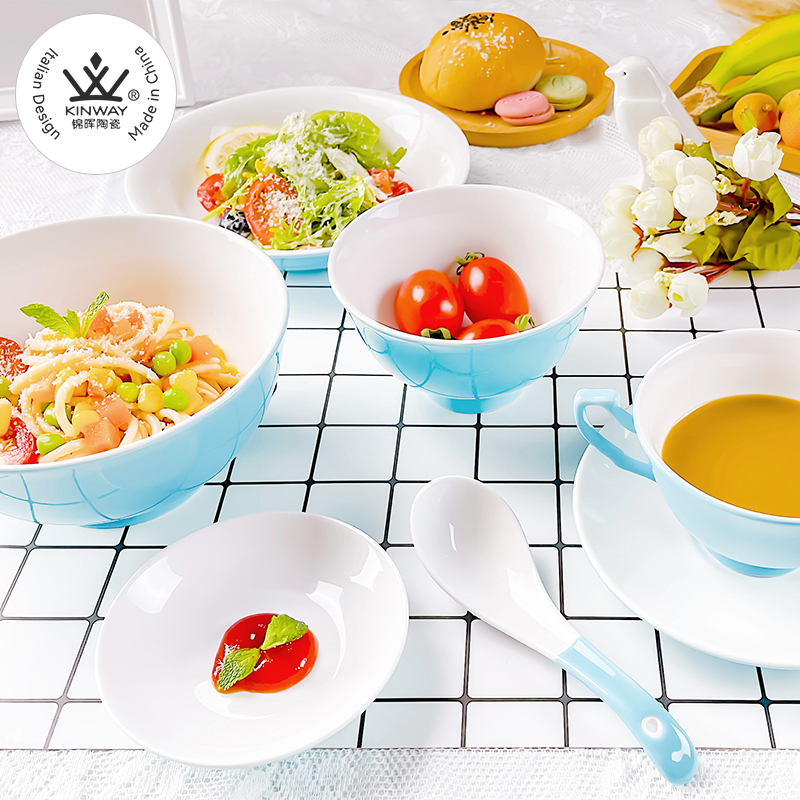 【洛丽塔32头大套组】锦晖陶瓷简约甜美家用创意餐具套装