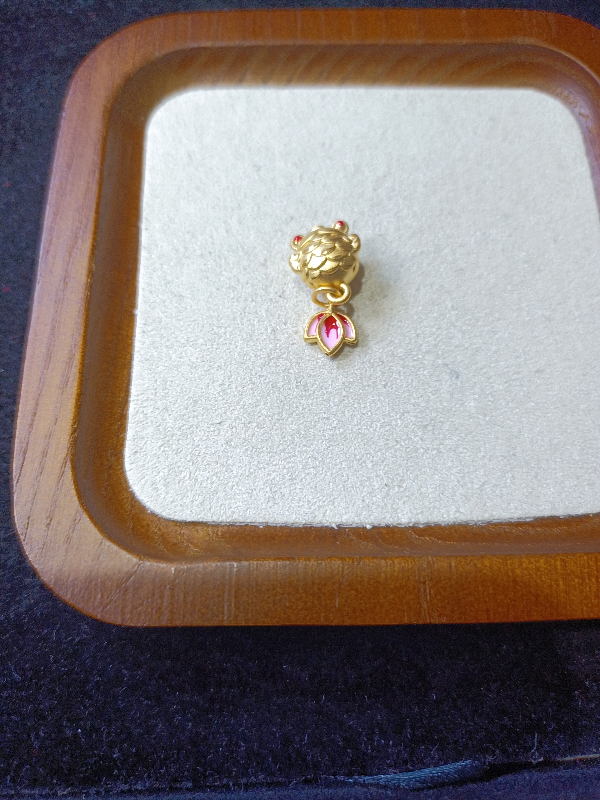 足金999硬金烧蓝招米鱼1.65克转运珠