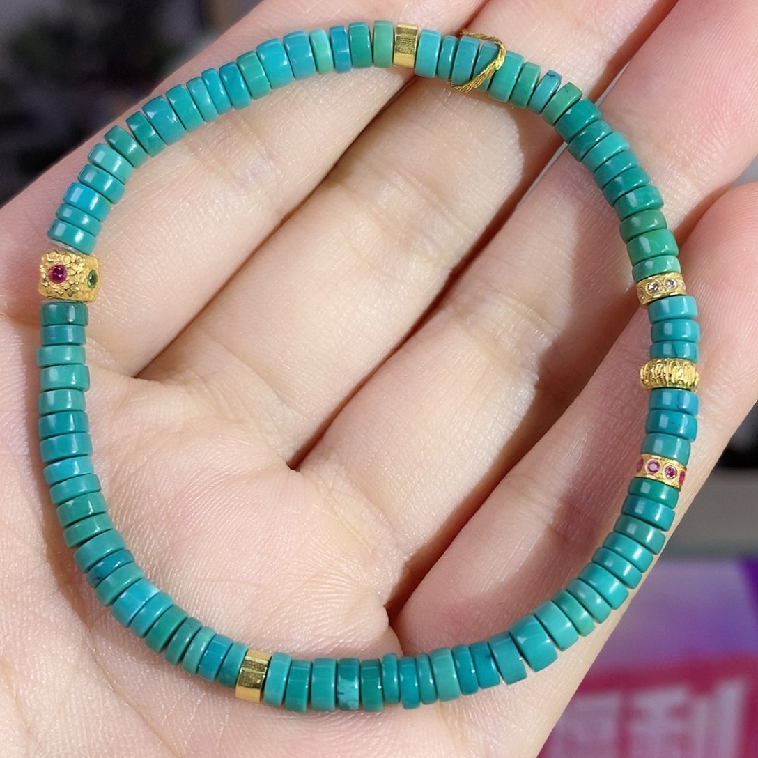 绿松石18K金镶嵌珠宝奇石