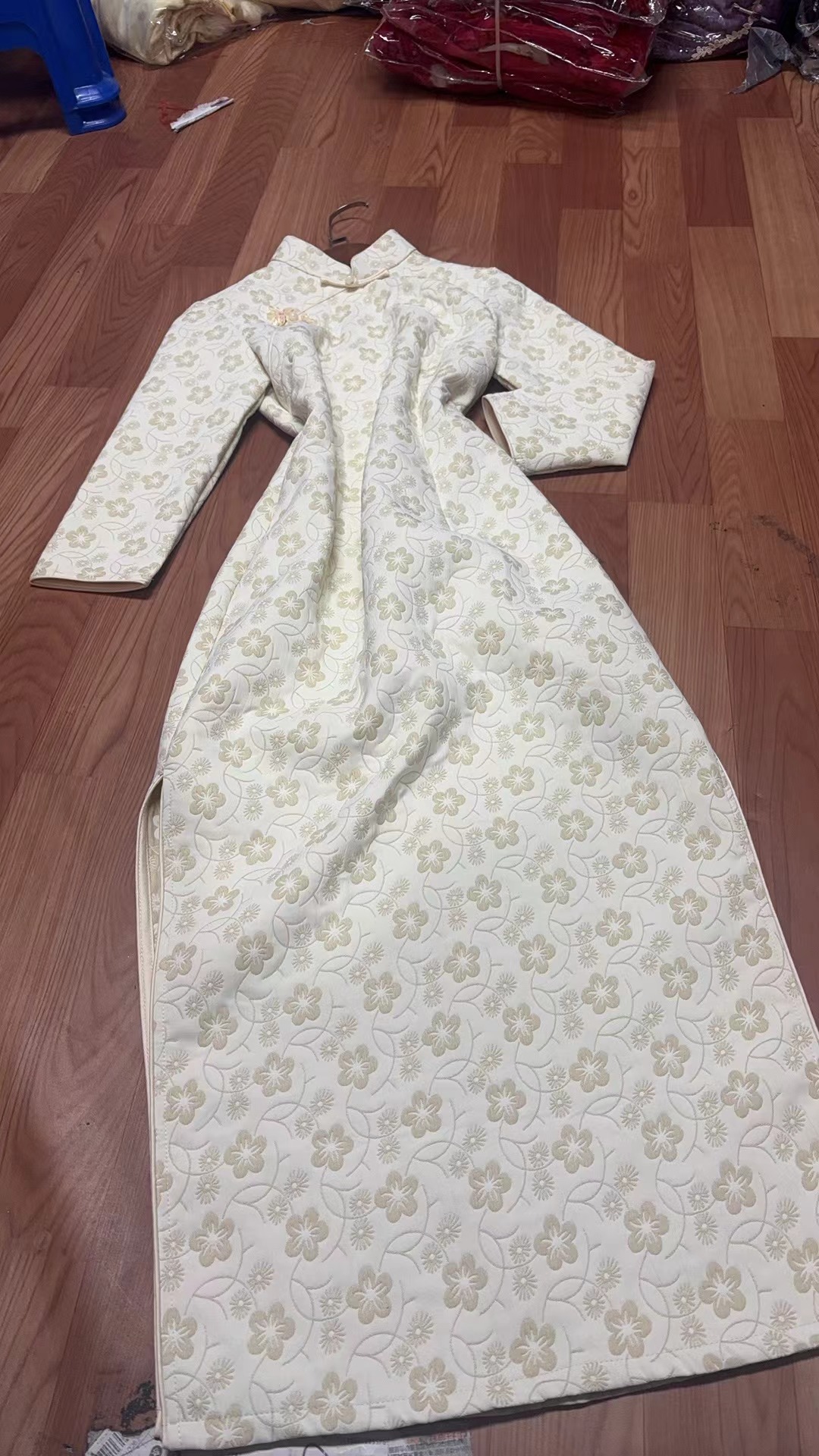 860-米色 小花花 年轻 改良 旗袍 