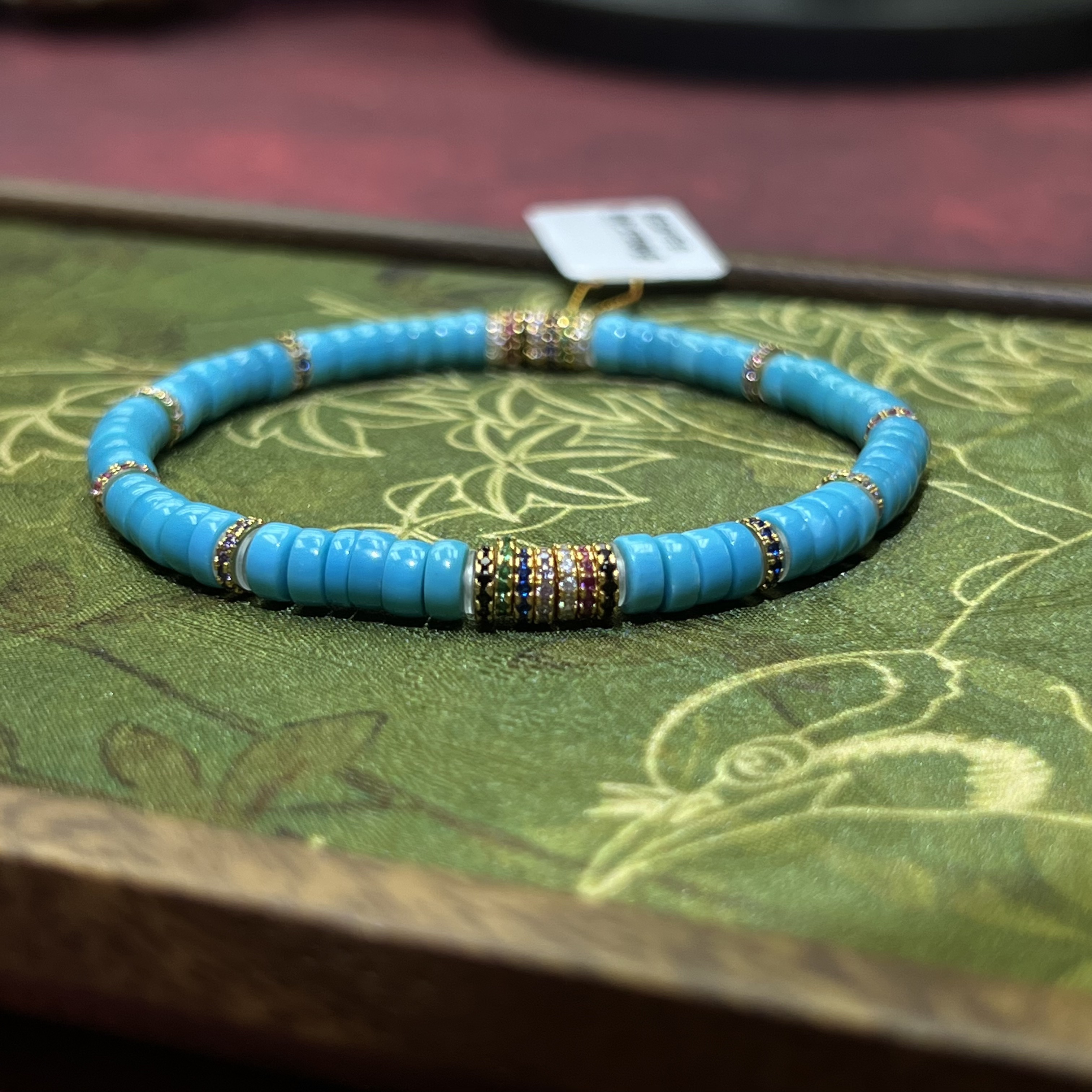 【珺笙珠宝】天然暴蓝绿松石直切手串S3000210531001