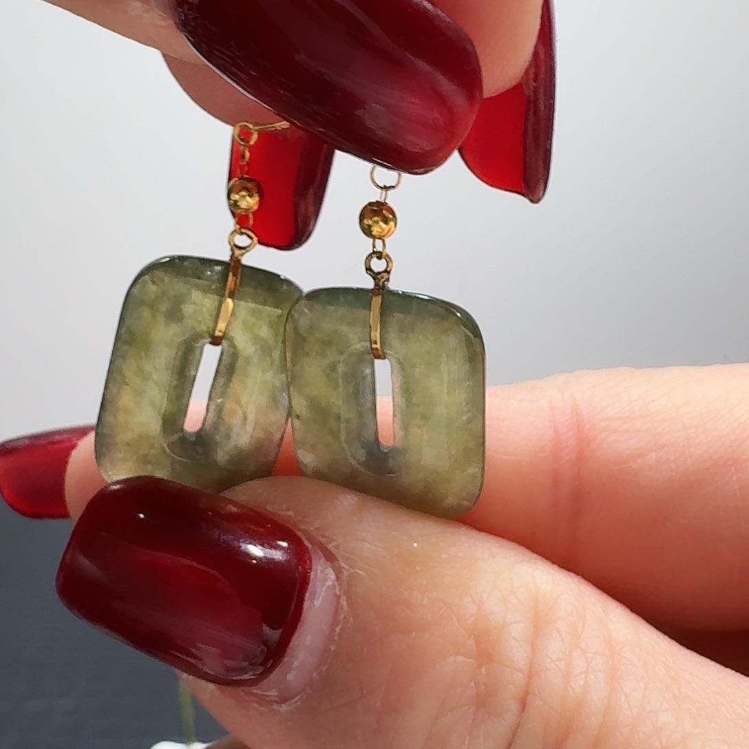 翡翠耳饰18K金镶嵌耳饰