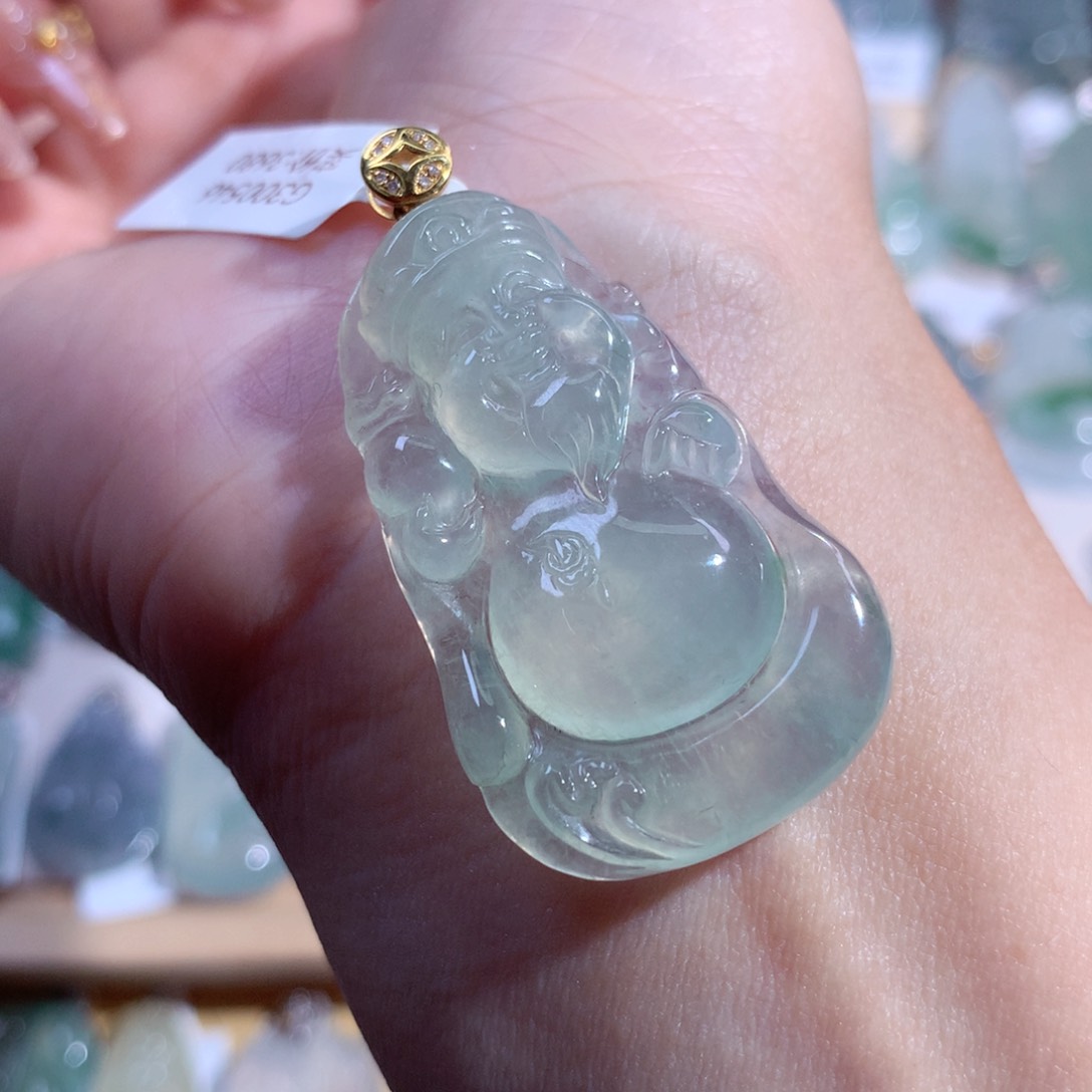 翡翠吊坠(不含链)18K金镶嵌