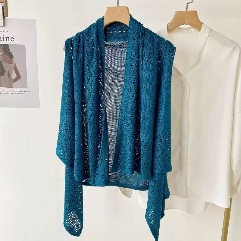 8728-针织开衫女薄款短款防晒衣蝙蝠衫夏装大码小披肩外搭