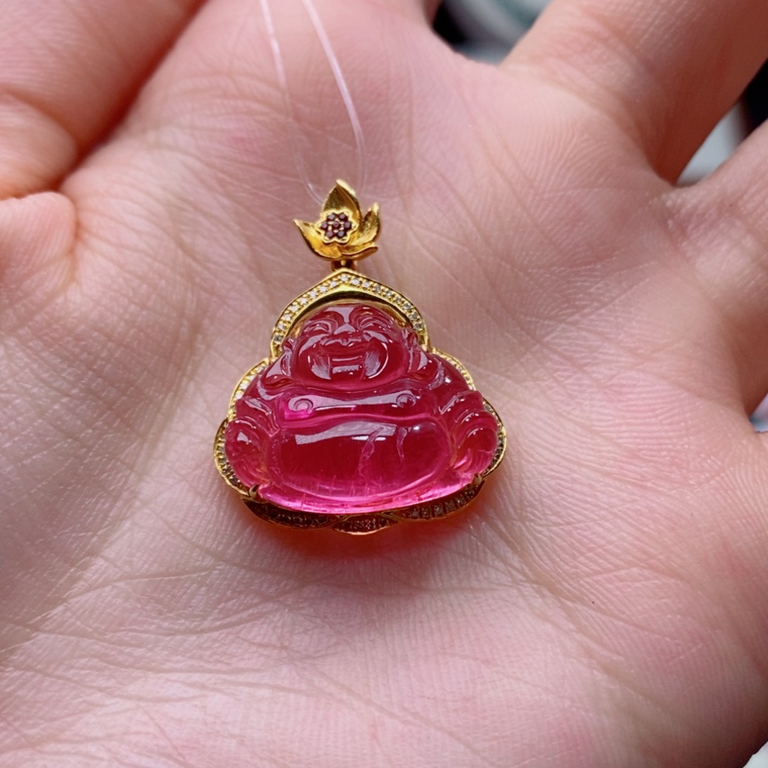 18K金镶嵌颈饰碧玺碧玺吊坠yy