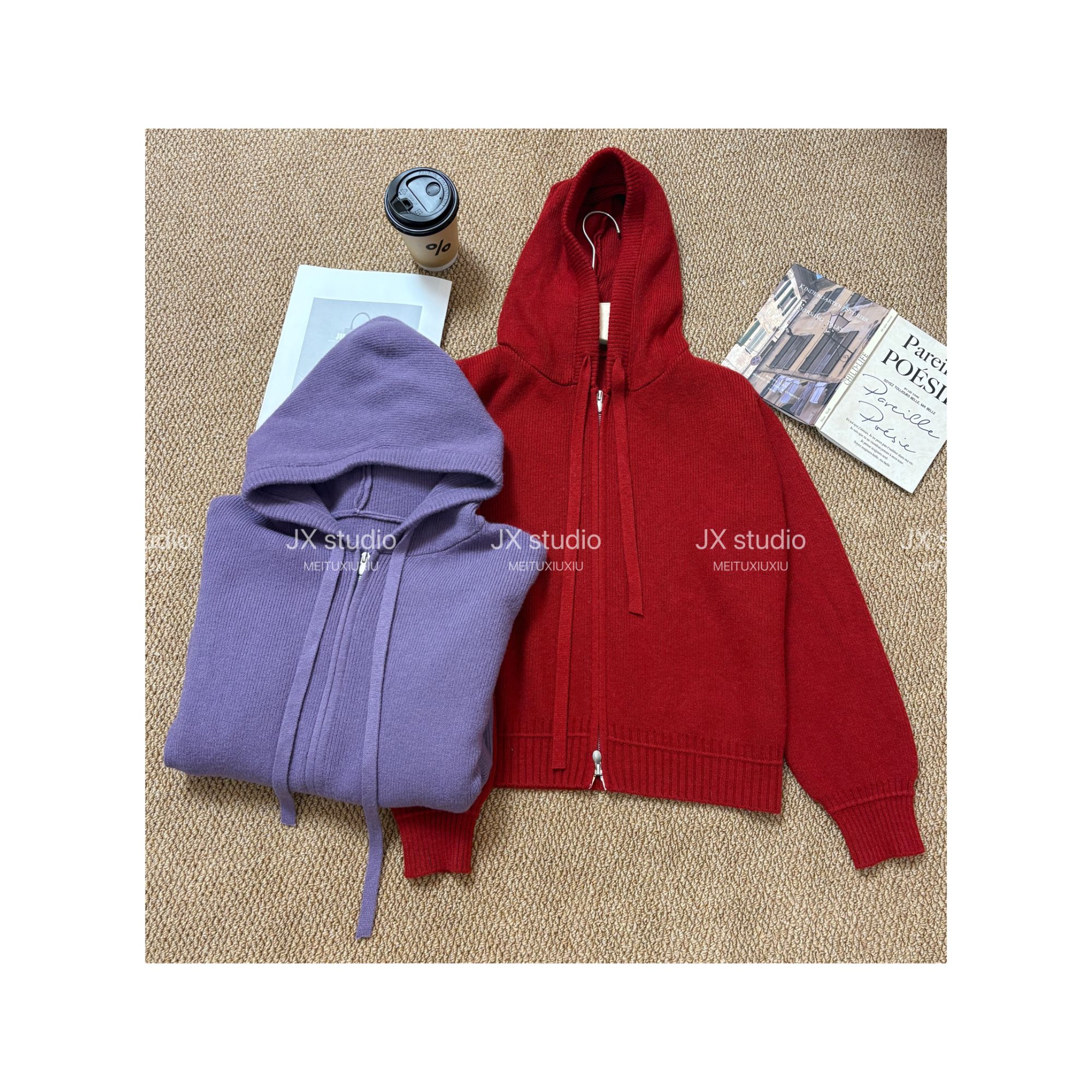 静贤【特特连帽毛衣】新款韩版百搭气质显瘦连帽针织开衫毛衣