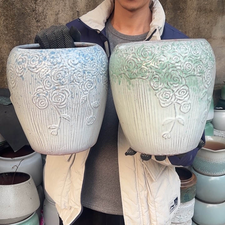 紫砂茶碗玫瑰两个18高度22