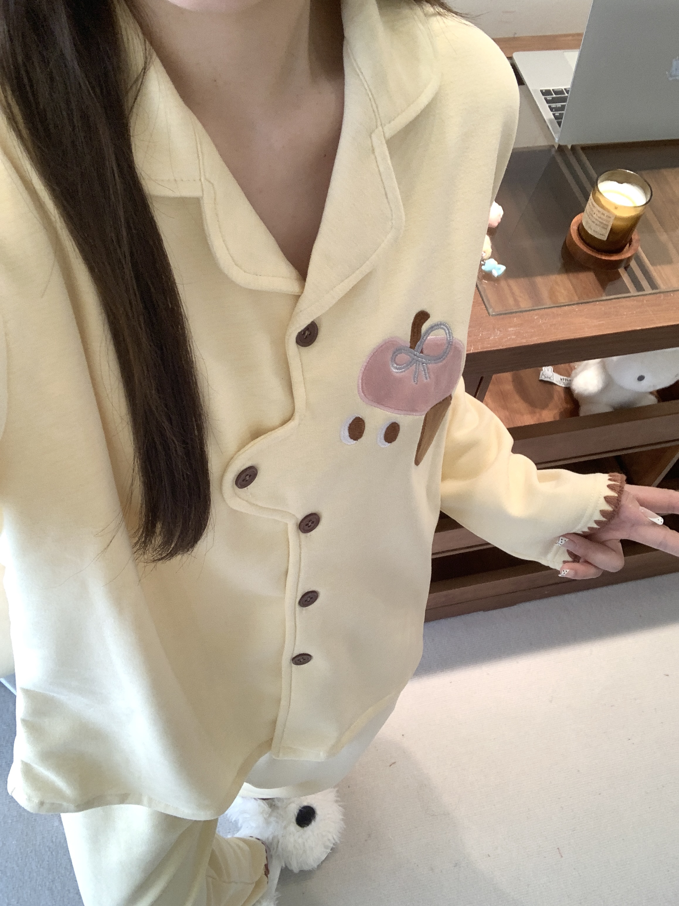 韩系糯叽叽可爱小狗睡衣女秋冬季加厚保暖德绒家居服套装可外穿