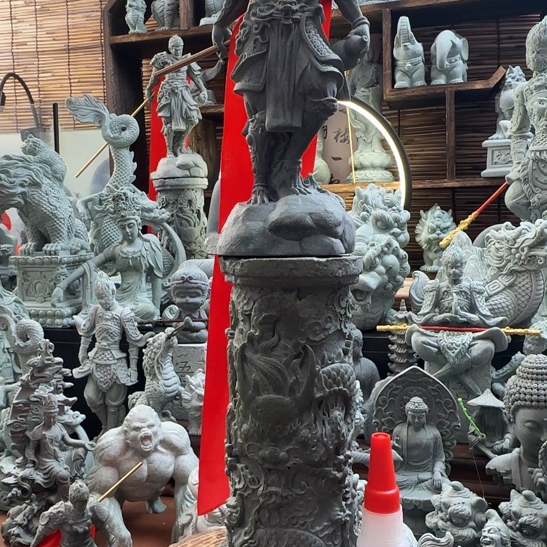 石材悟空大号加大龙柱加鱼缸胶水
