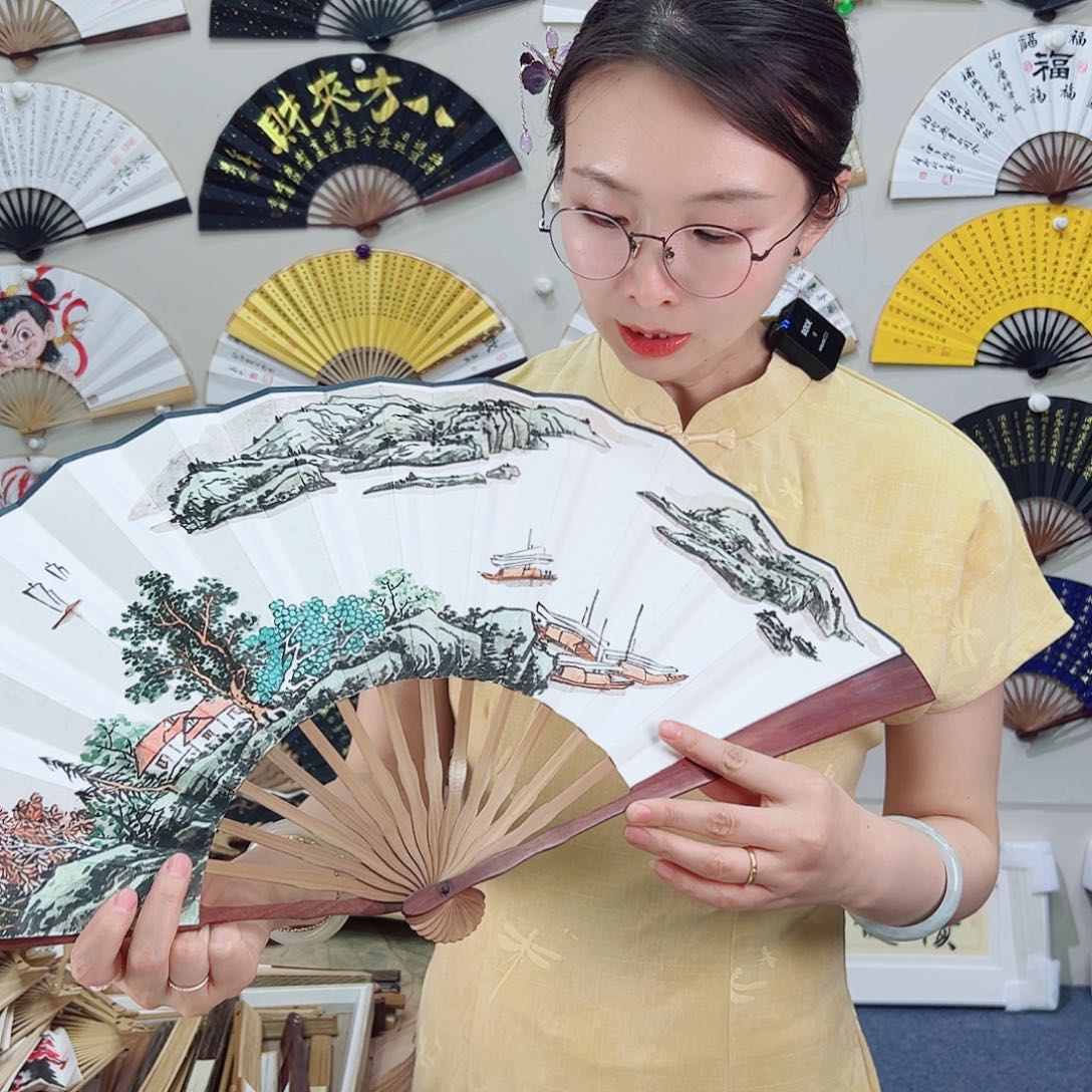 书法十寸黑檀-文玩扇-手写-粘好发出