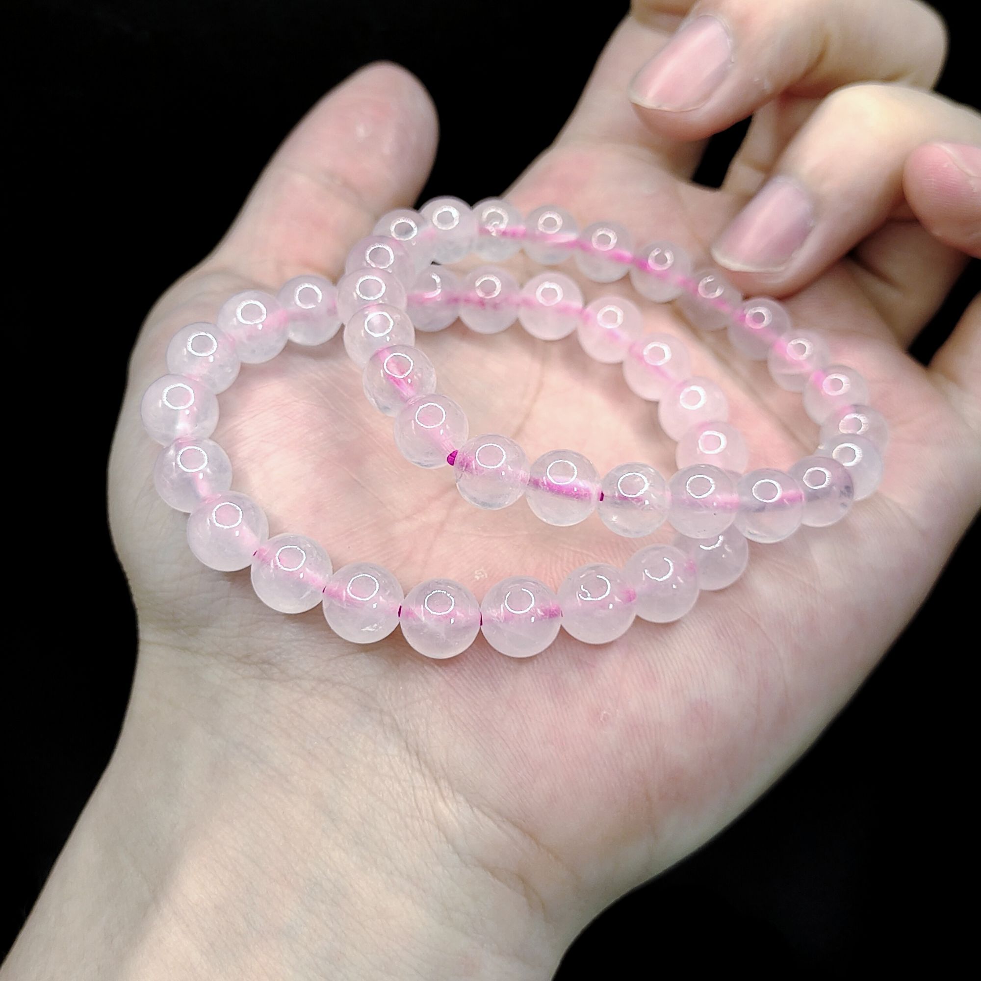 【老三珠宝】粉水晶单圈手串X13【多样性发其一】约8mm