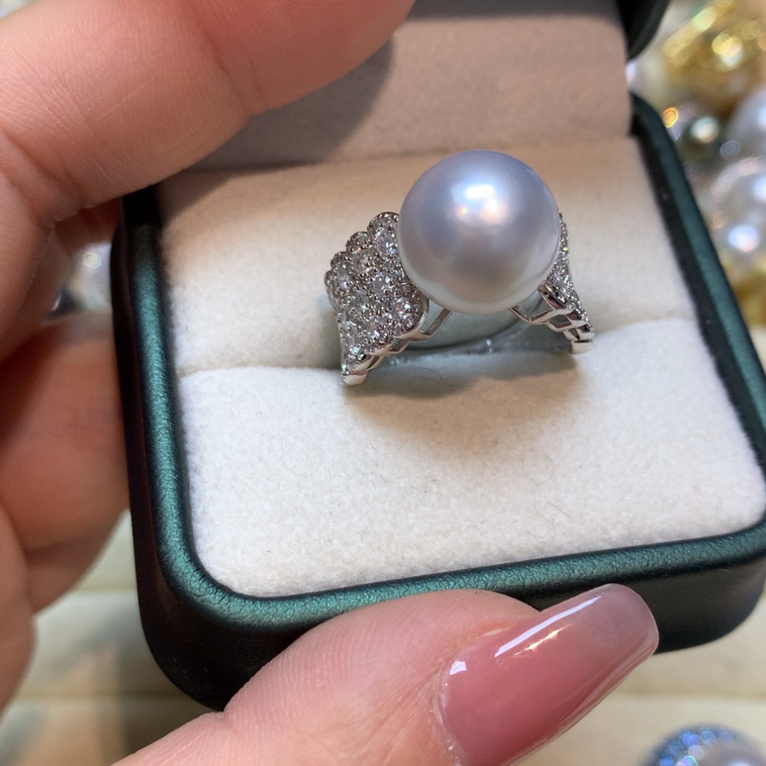 海水珍珠戒指银S925镶嵌