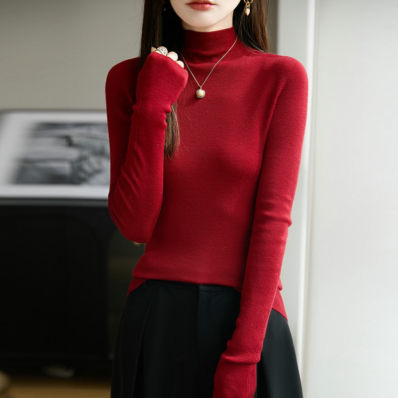 扬子纱80支18针极细精纺全羊毛高领羊毛打底衫女秋冬修身百搭针织