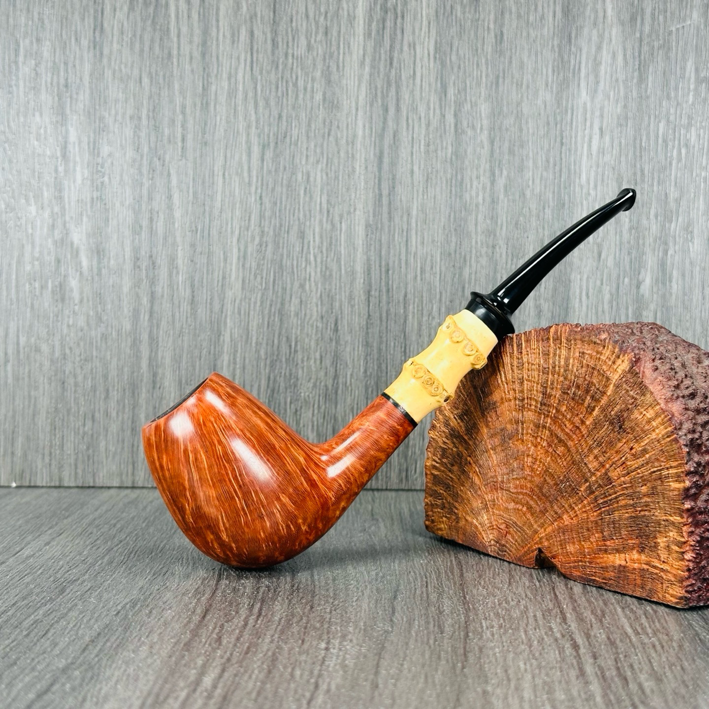 德国老大师赫尔曼手工制作石楠木光面郁金香竹节斗