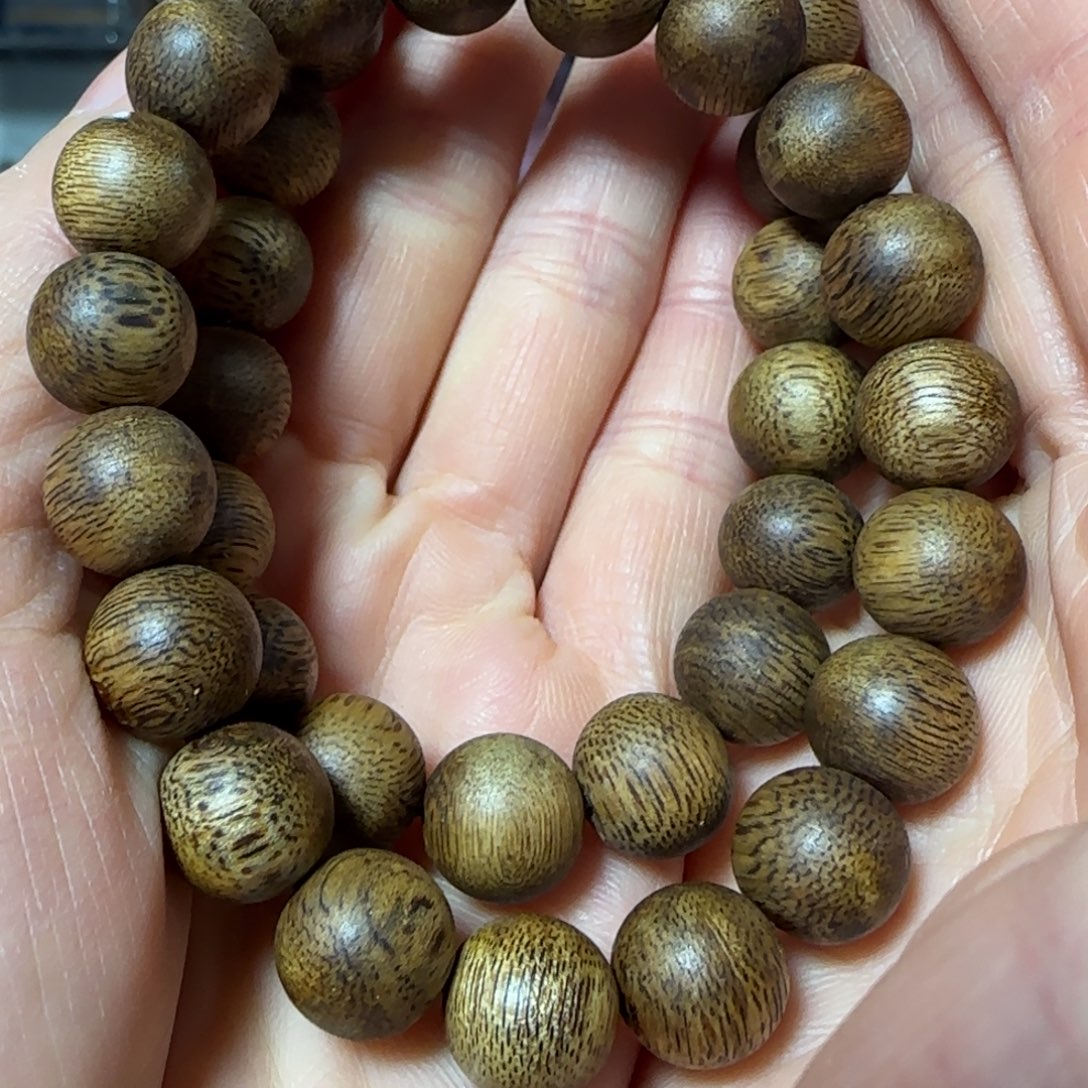 沉香木手串绿奇楠沉香圆珠单圈手串8克+多样性发一条