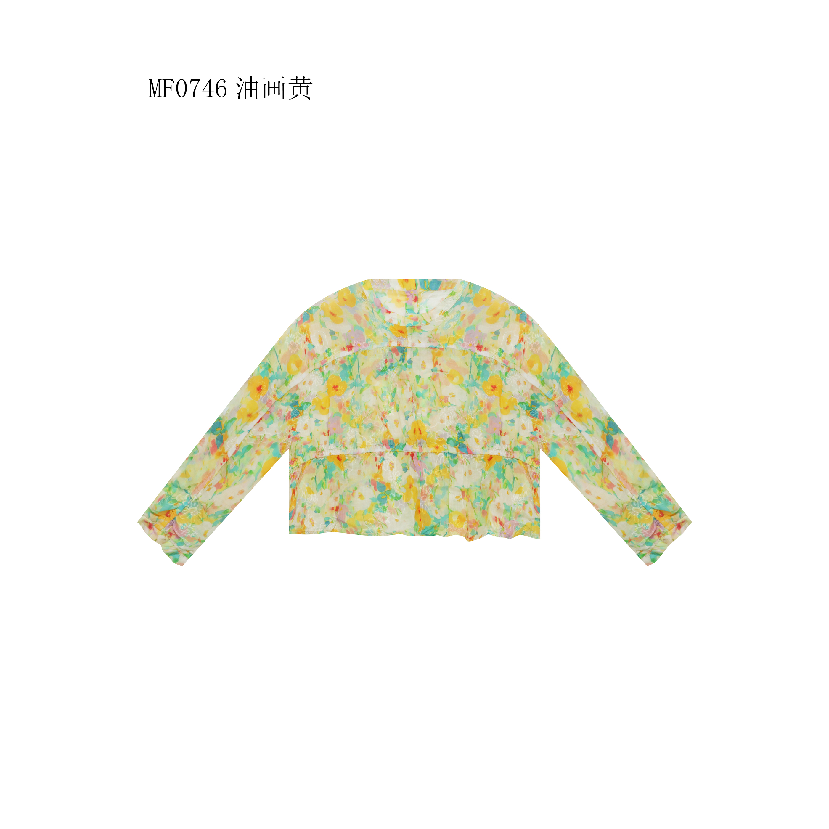 【麻訪家】MF0746油画黄文艺印花时尚减龄休闲百搭长袖上衣