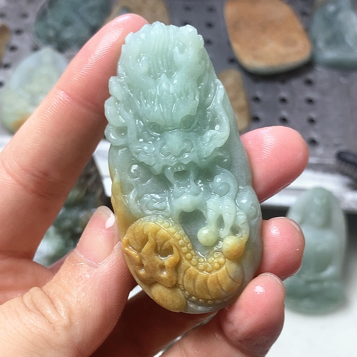未镶嵌定制翡翠靳缅甸翡翠黄翡龙牌