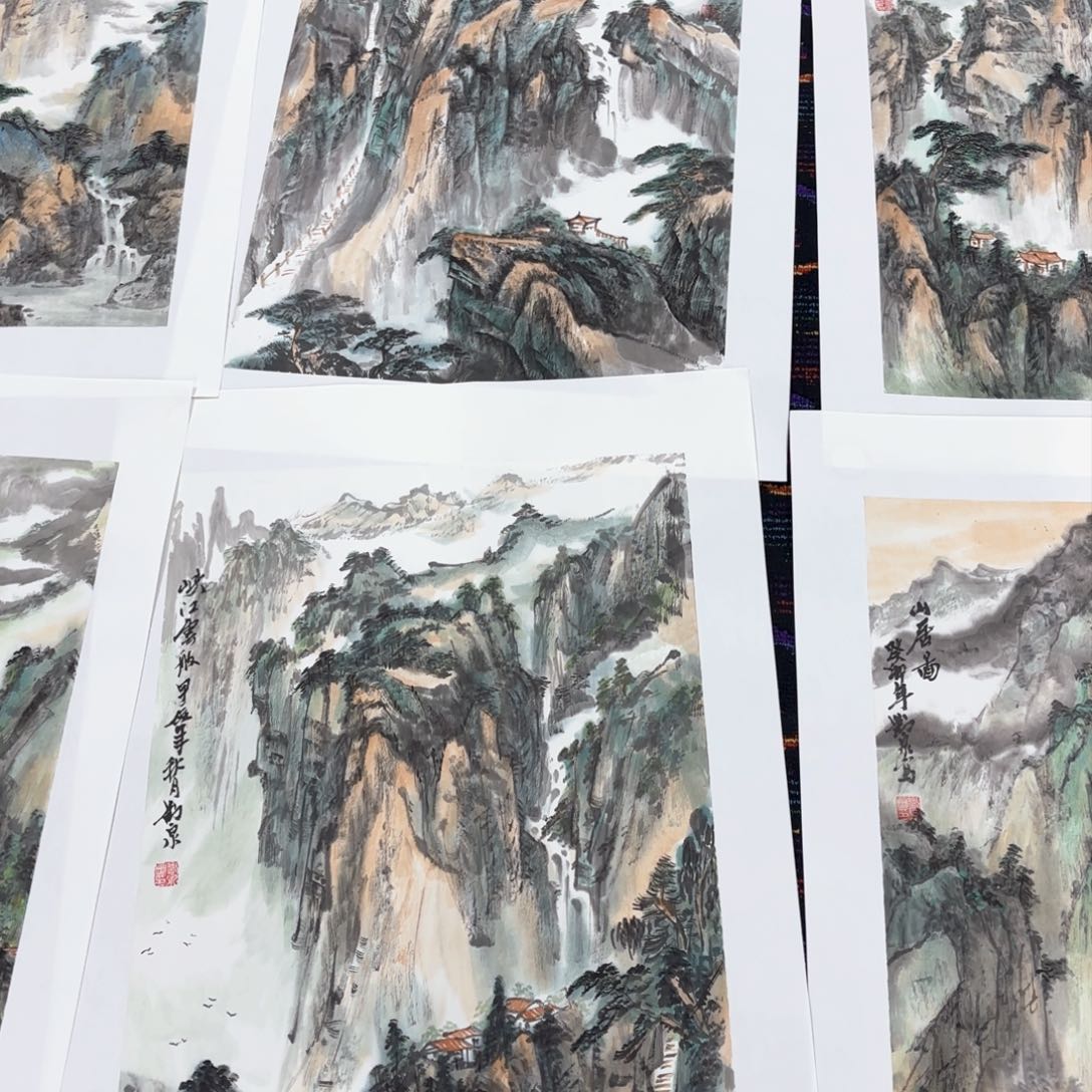 国画济****裱刘泉4尺3开山水打包价马