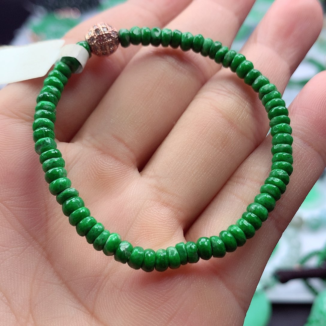 翡翠挂件9K金镶嵌手串