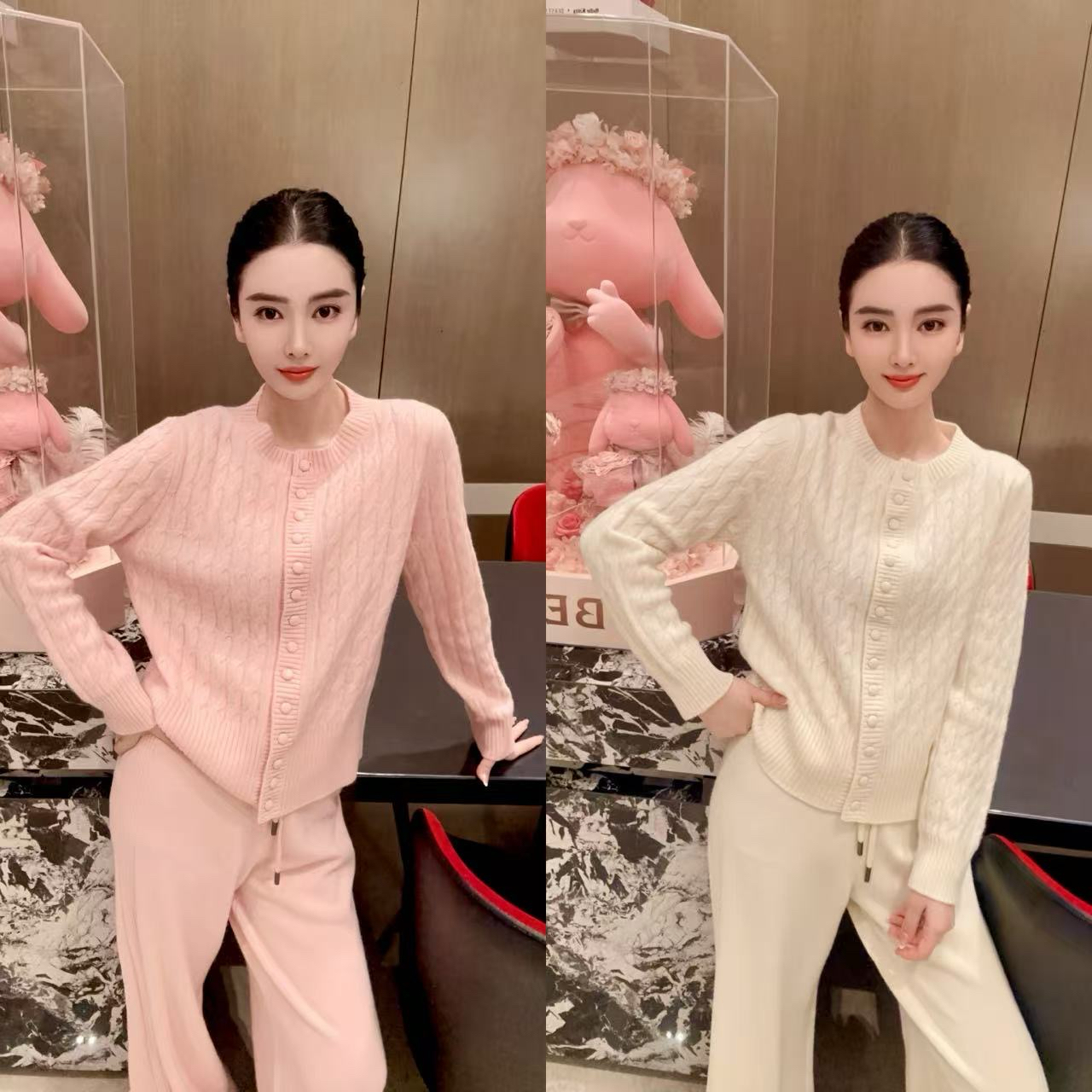 DL乐乐家【与冬相拥】冬季新款时尚百搭纯色一整套穿搭绝美仙女套装