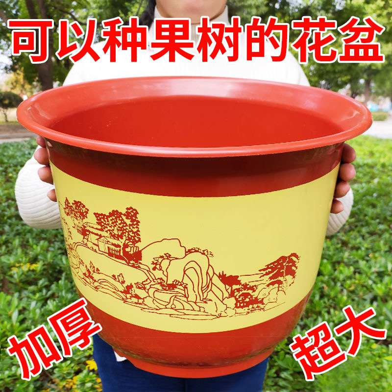 【发4个】40大口径薇棠特大号花盆加厚仿陶瓷庭院阳台绿植果树专用